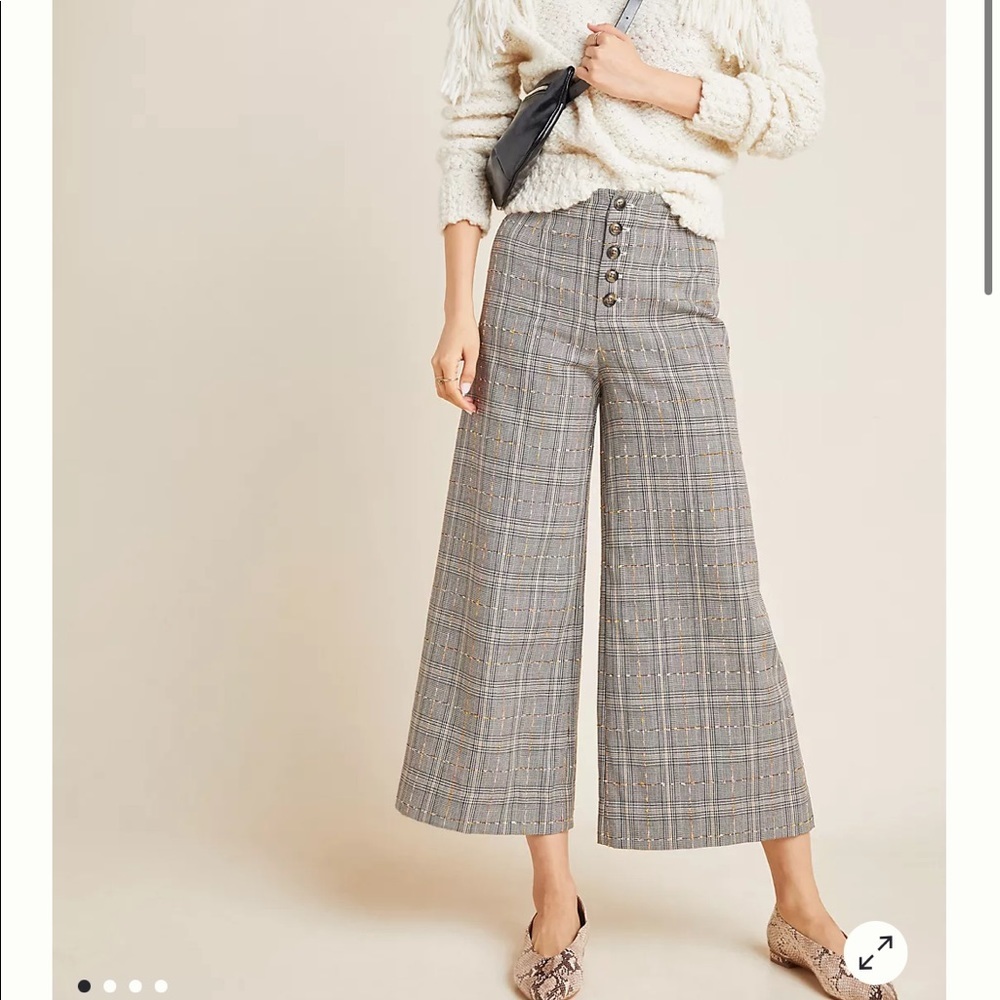 Anthropologie Roma Plaid Chenille Trousers size 6